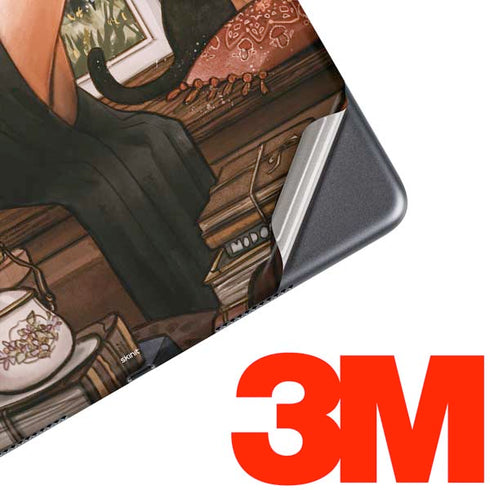 Cozy Autumn Library Witch with Cat and Coffee by Ivy Dolamore iPad Skins